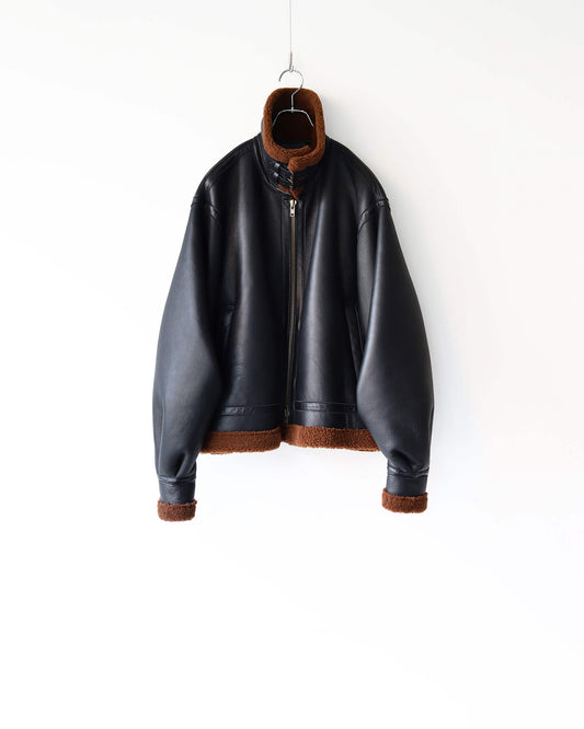 PLEATED AVIATOR JACKET "BLACK"
