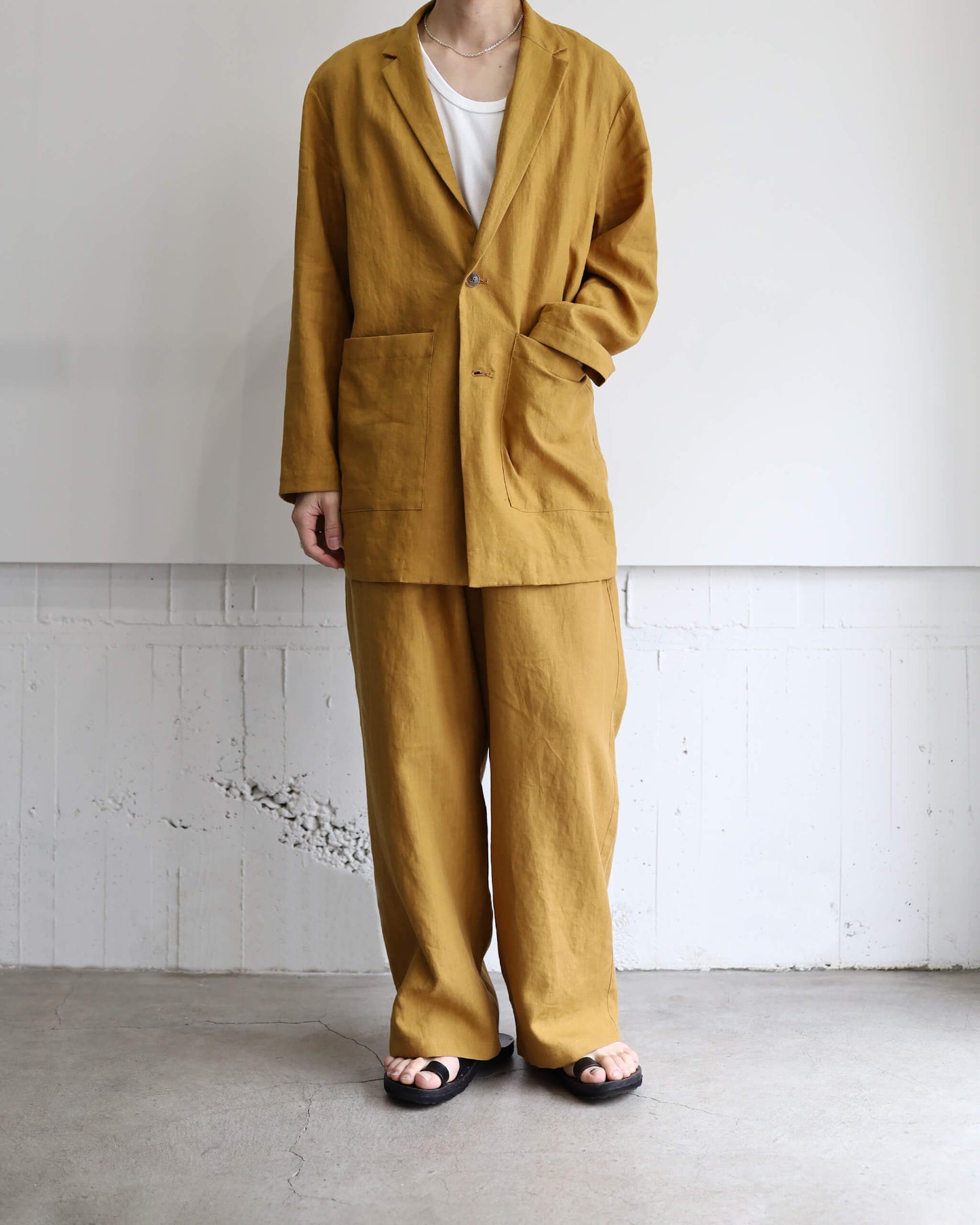 High count fine linen - Bulky easy pants "Marigold"