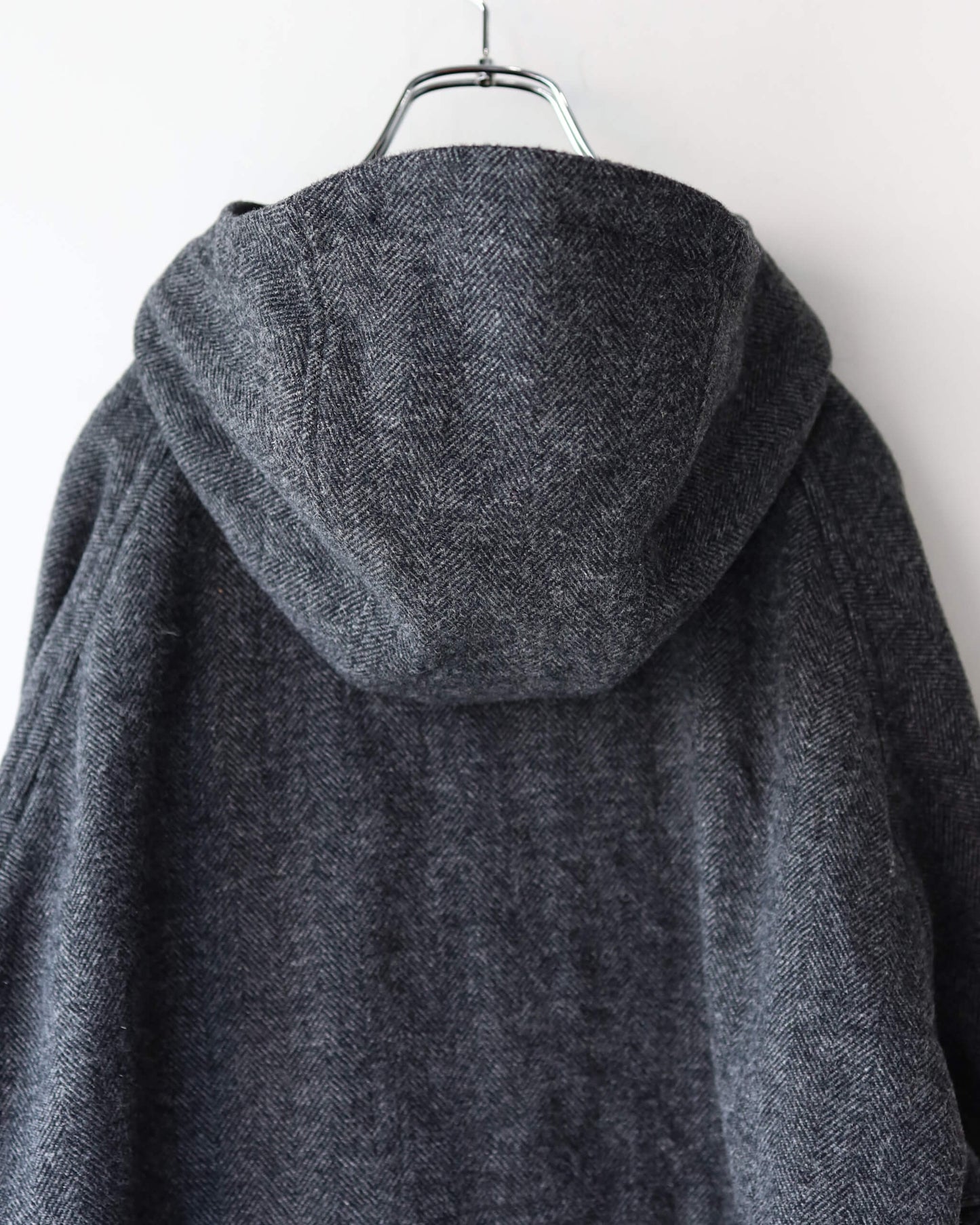 WOOL HERRINGBONE / PARKA COAT "CHARCOAL"