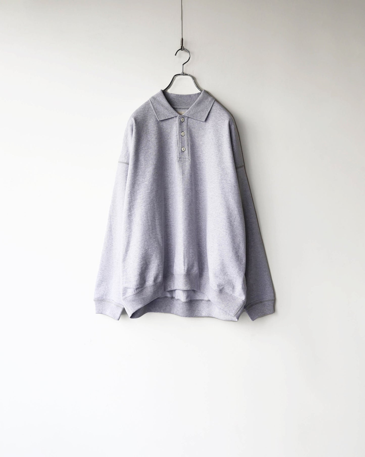 POLO COLLAR HUGE ORGANIC COTTON HEAVY FLEECE "ASH GRAY"