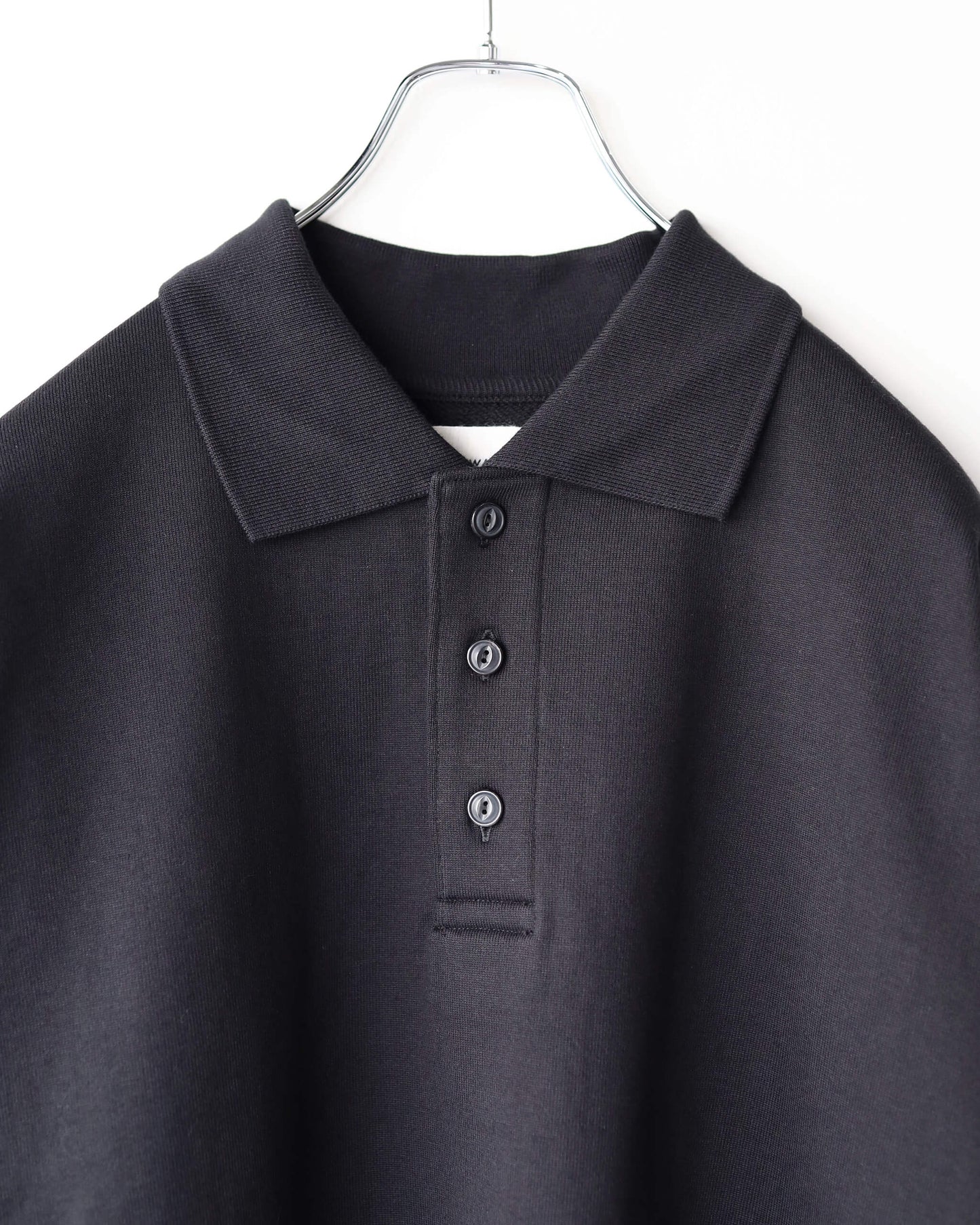 POLO COLLAR HUGE ORGANIC COTTON HEAVY FLEECE "BLACK"