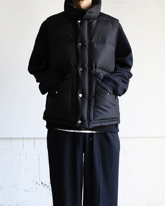 SILK DOWN VEST SILK TAFFETA "BLACK"