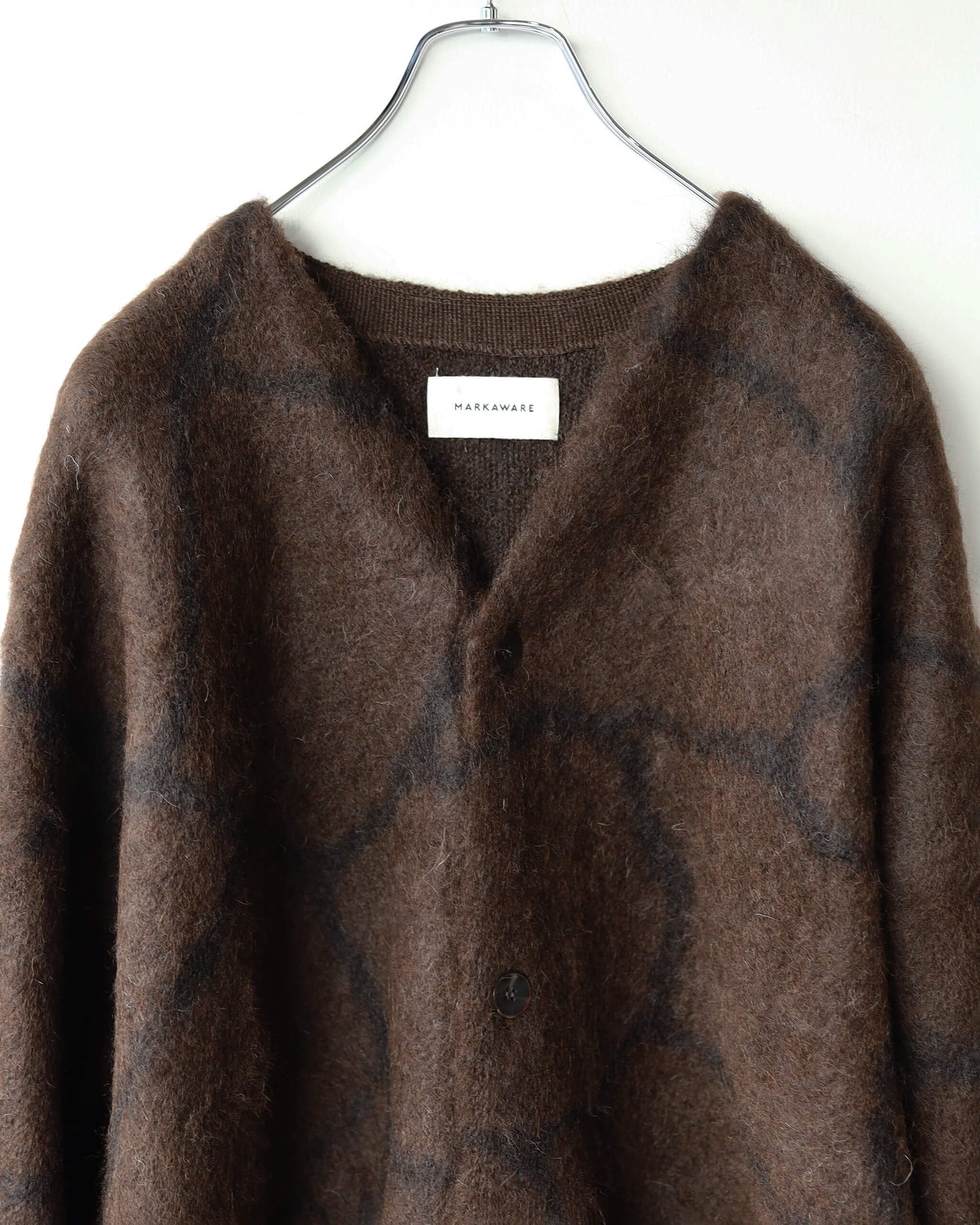 PAVE PATTERN CARDIGAN NATURAL COLOR ALPACA "NATURAL BLACK"