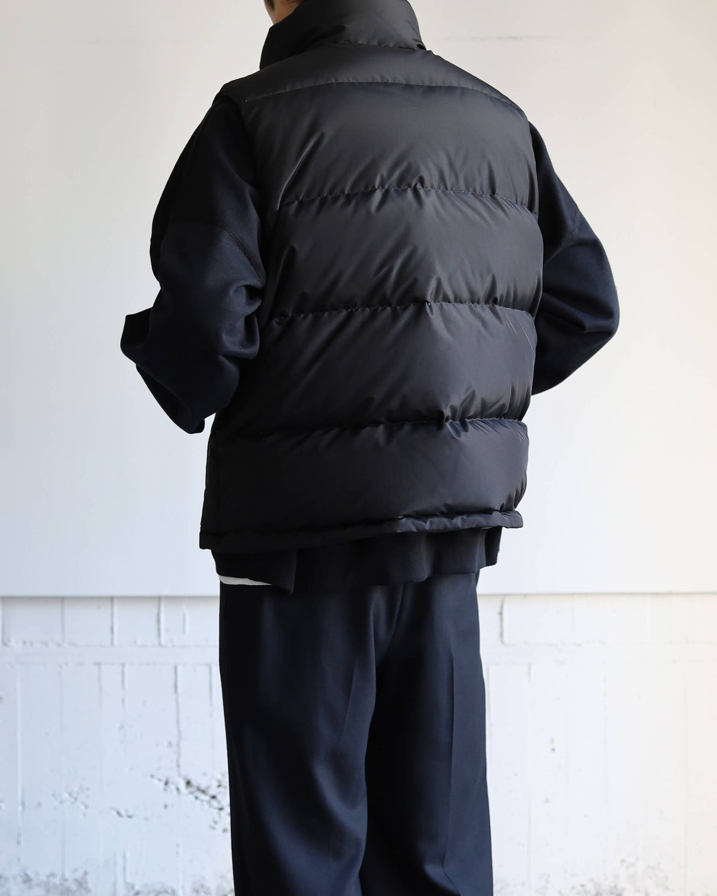 SILK DOWN VEST SILK TAFFETA "BLACK"