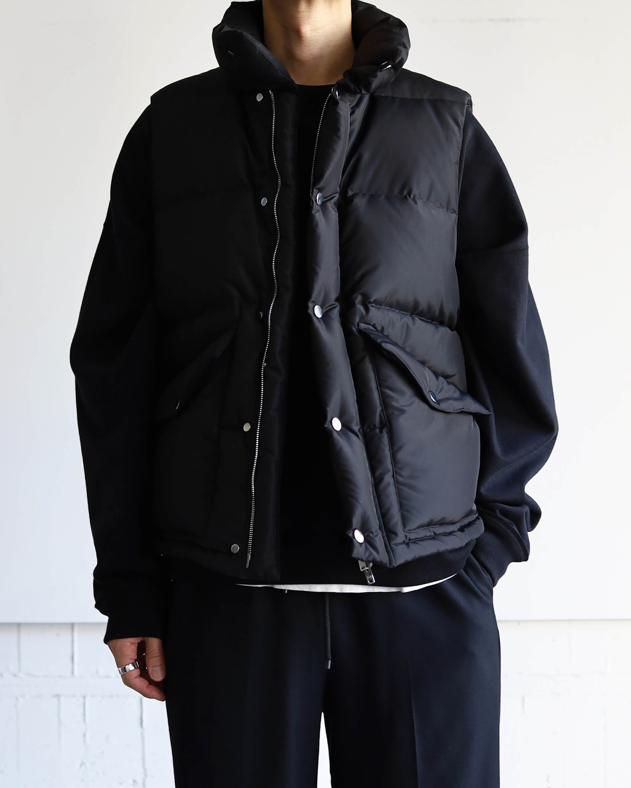 MARKAWARE SILK DOWN VEST SILK TAFFETA 