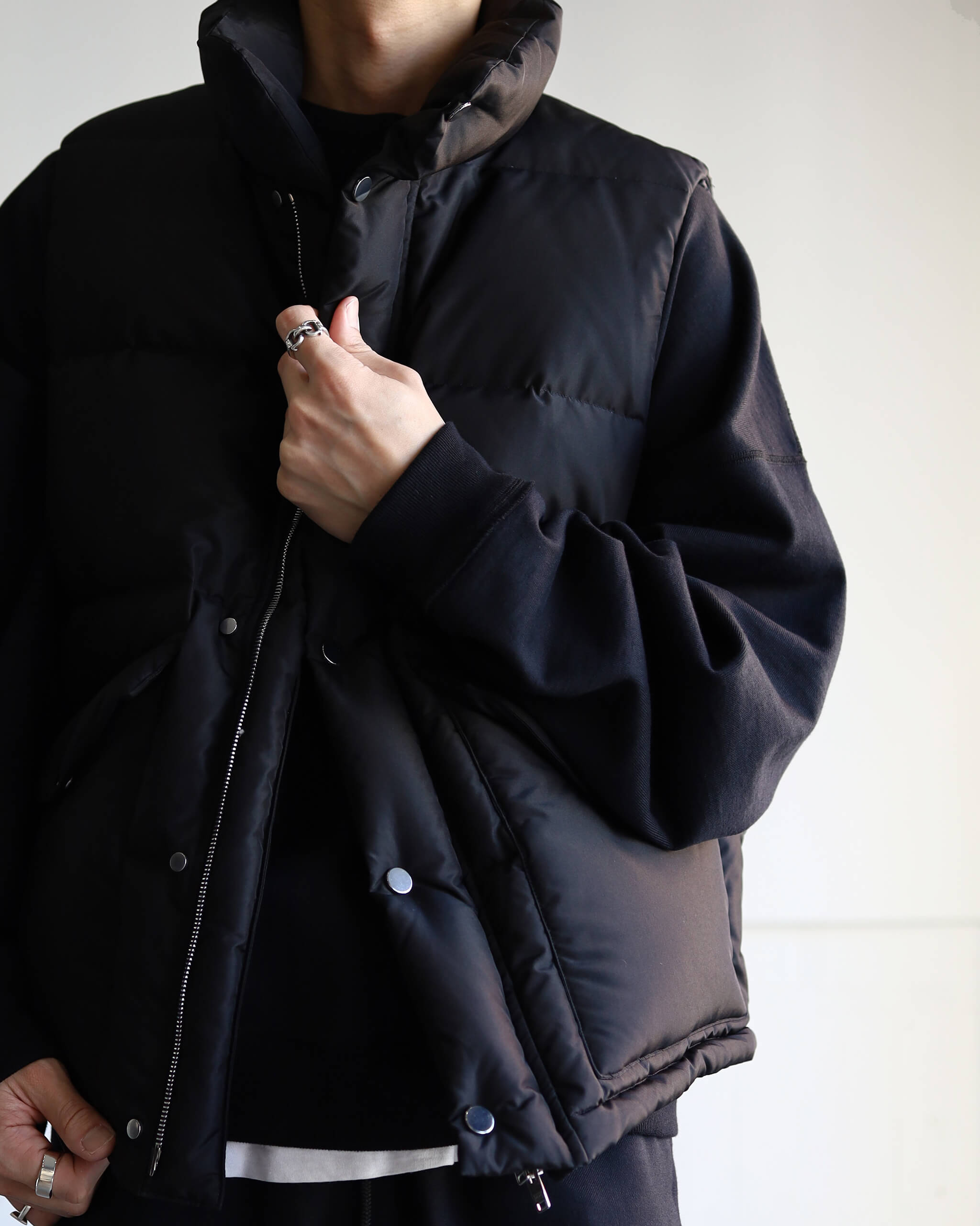 MARKAWARE SILK DOWN VEST SILK TAFFETA 