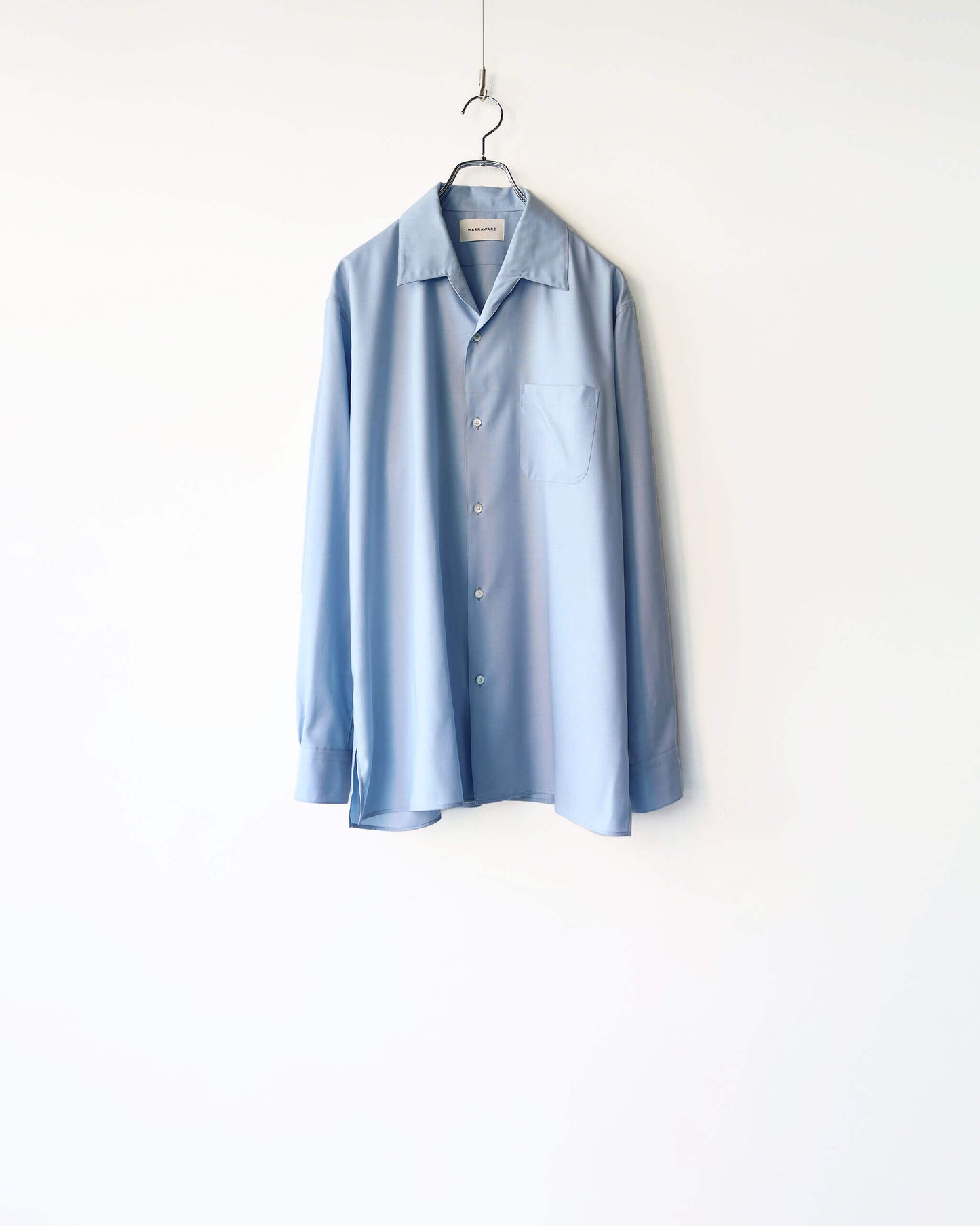 ITALIAN OPEN COLLAR SHIRT SUPER 160s WASHABLE WOOL OXFORD "SAXE"