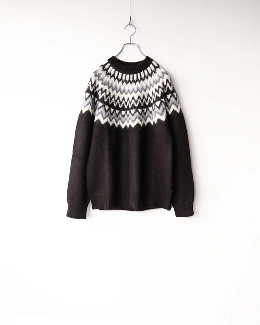 SNOW PATTERN JUMPER NATURAL COLOR ALPACA "NATURAL BLACK"