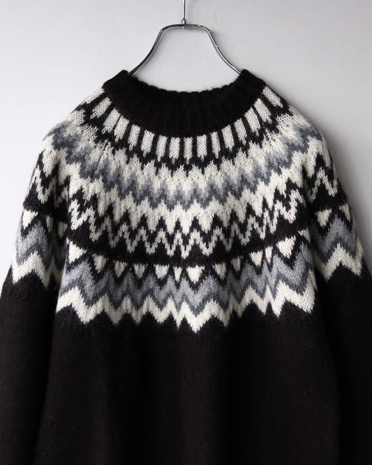 SNOW PATTERN JUMPER NATURAL COLOR ALPACA "NATURAL BLACK"