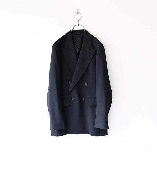 MELANGE TWILL DOUBLE BREASTED JACKET "BLACK"
