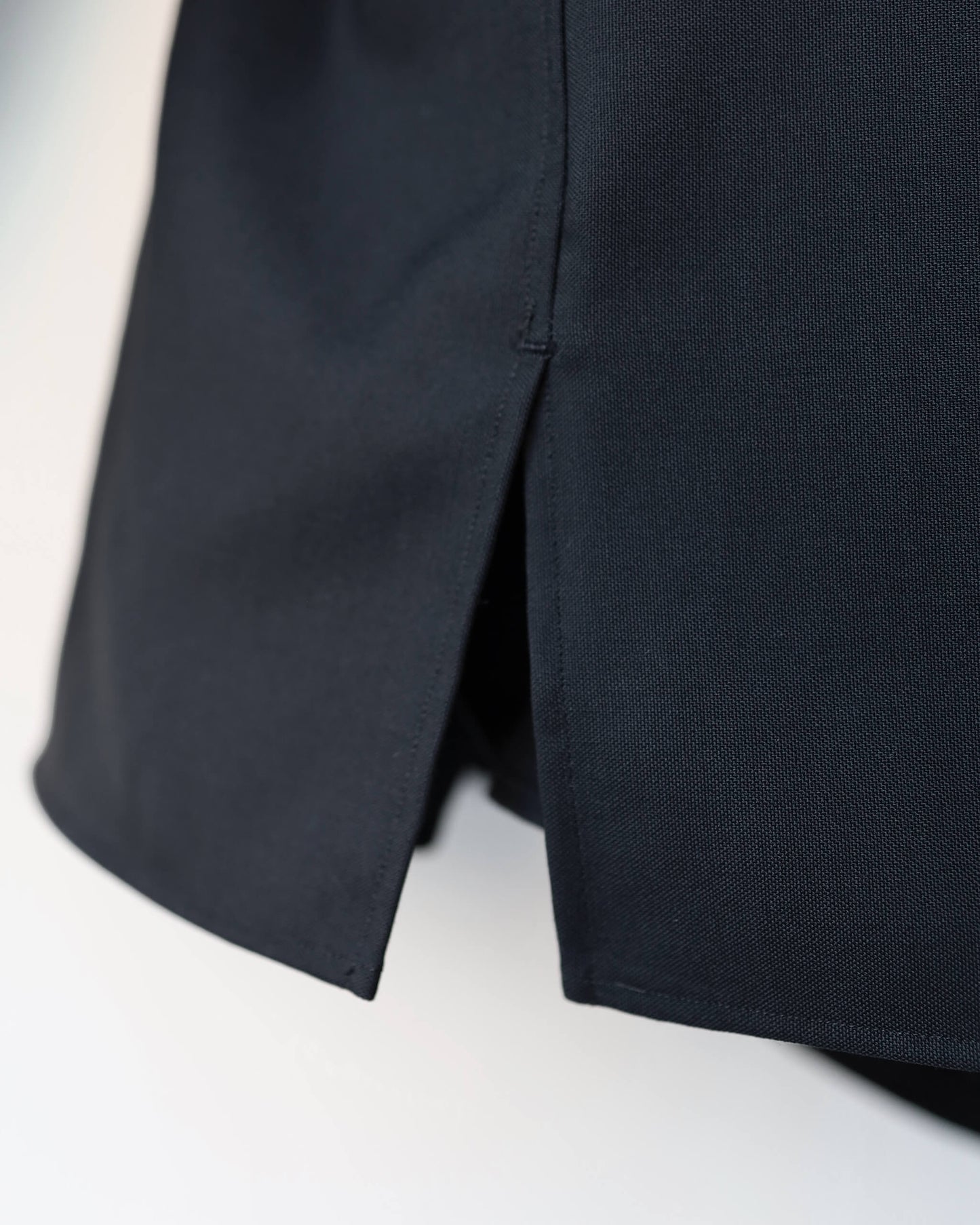 ITALIAN OPEN COLLAR SHIRT SUPER 160s WASHABLE WOOL OXFORD "BLACK"