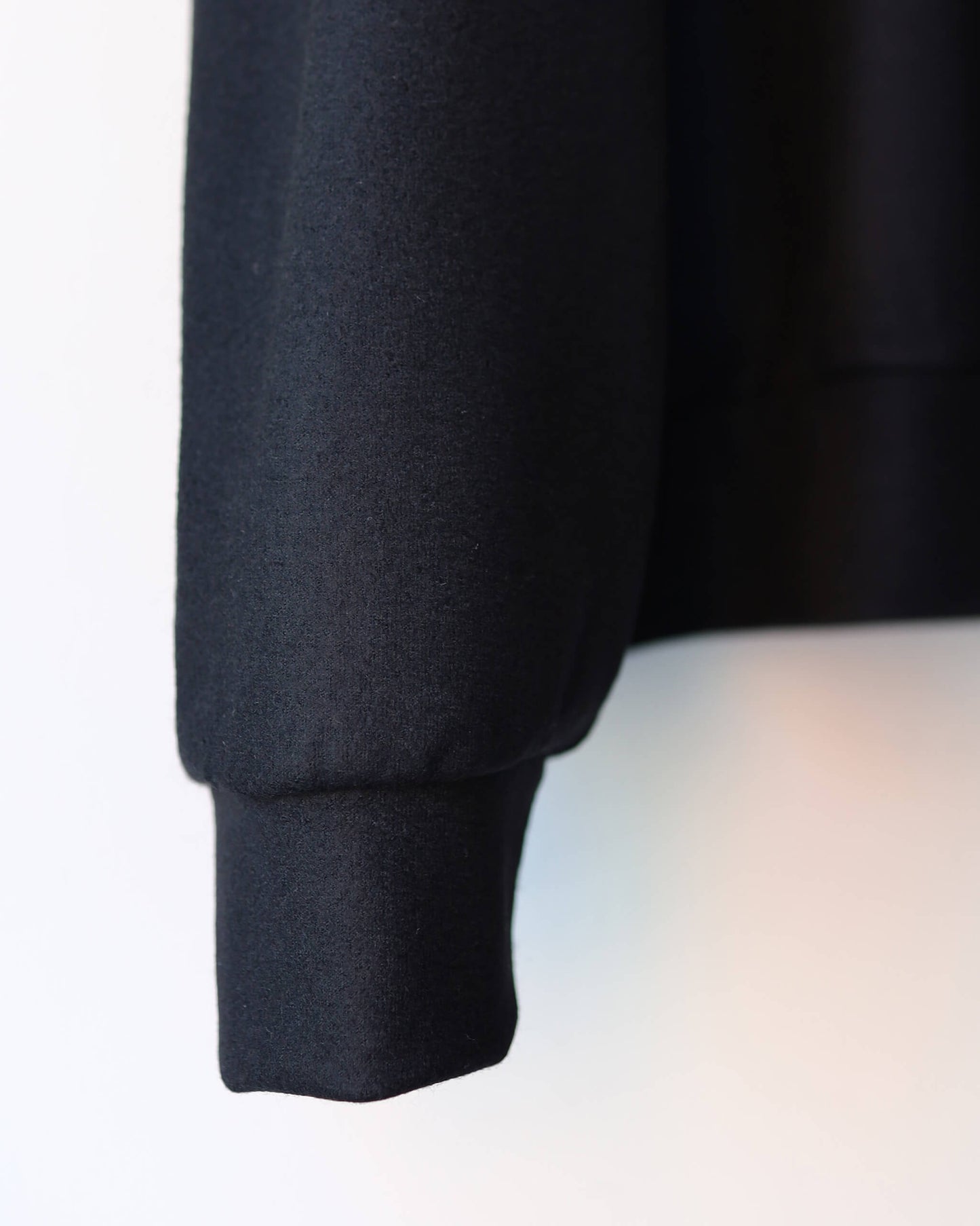 HALF ZIP STAND COLLAR SUPER 140s WOOL KNIT "BLACK"