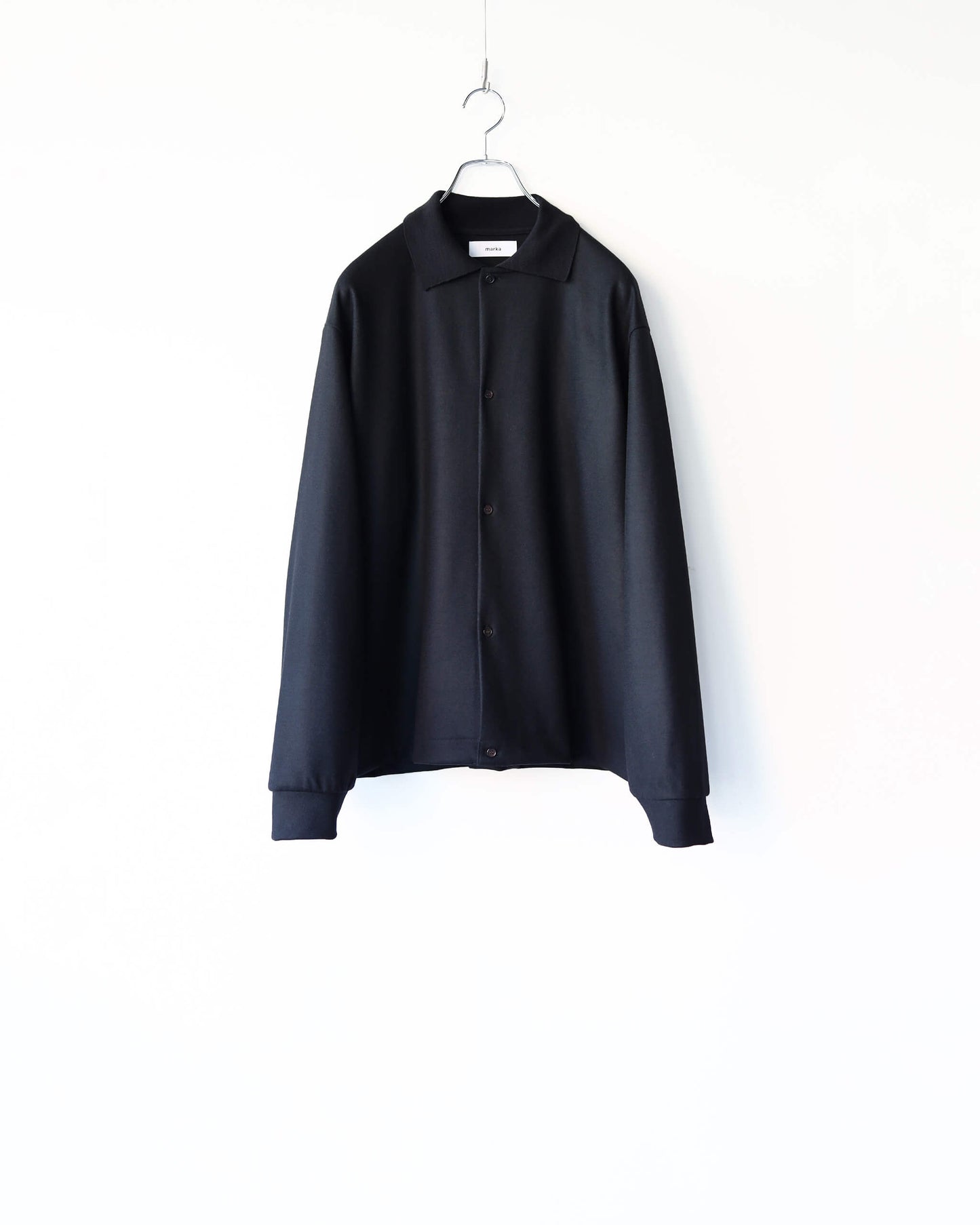 SHIRT CARDIGAN SUPER 140s WOOL KNIT "BLACK"