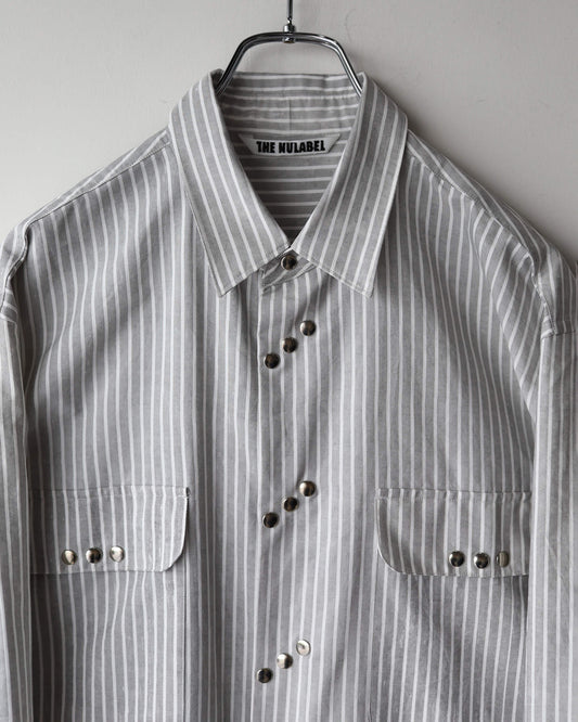 NATURAL DYE PRINT STRIPE SHIRT "KURE"