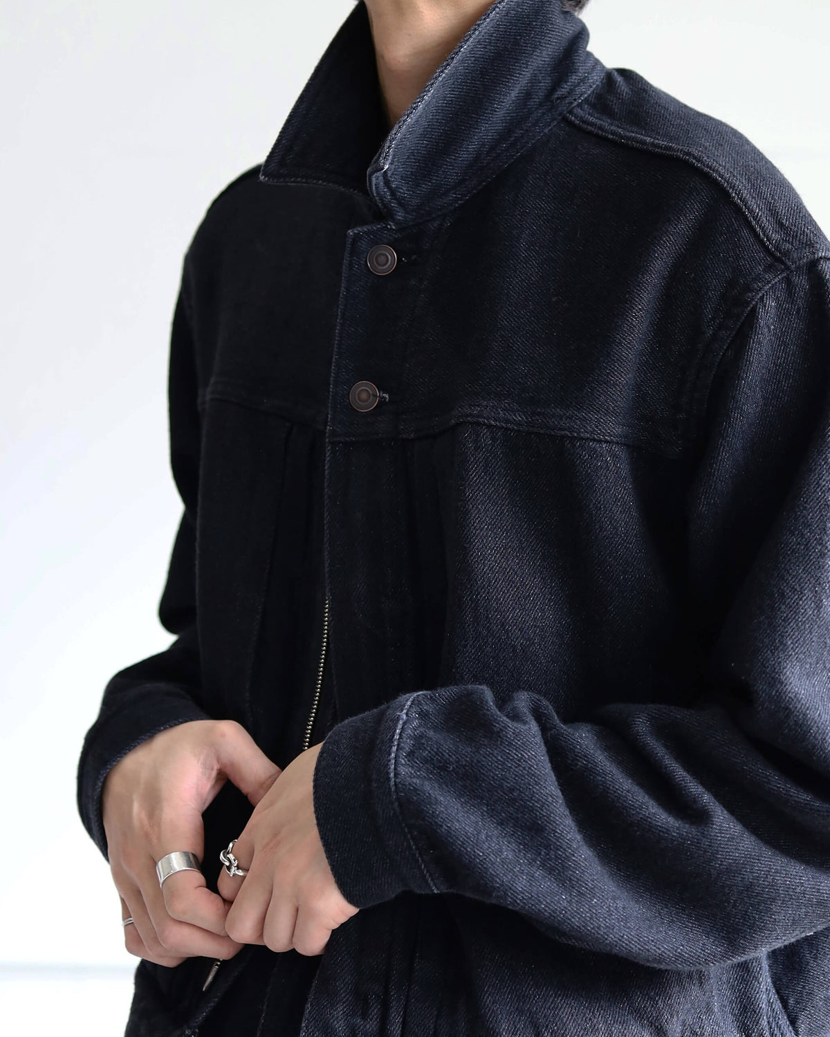 Type 004 Common Jacket "Black On Both Sides Marble Wash"