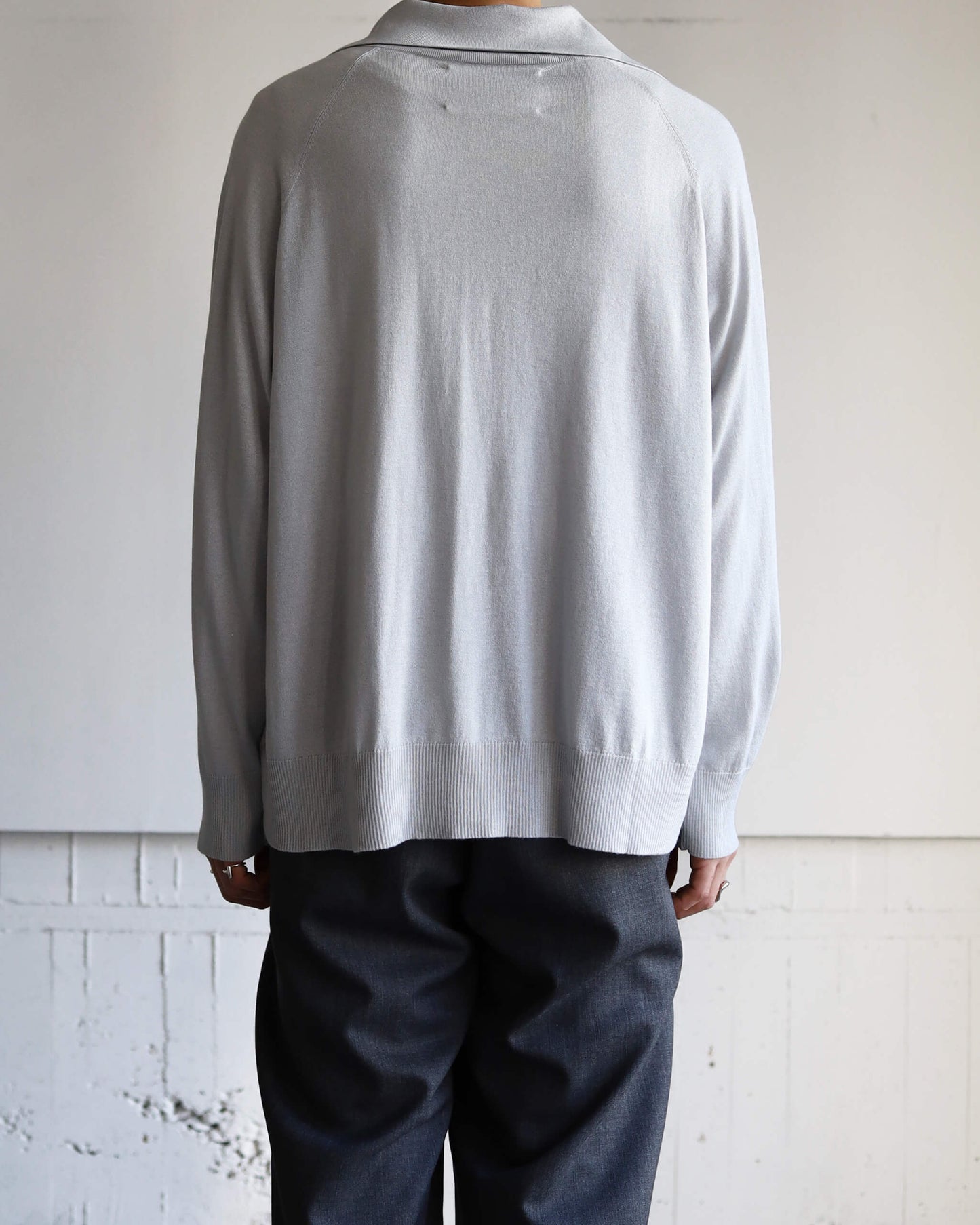 SILK x CASHMERE CARDIGAN "LIGHT GRAY"
