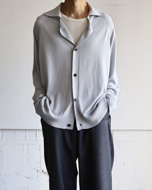 SILK x CASHMERE CARDIGAN "LIGHT GRAY"