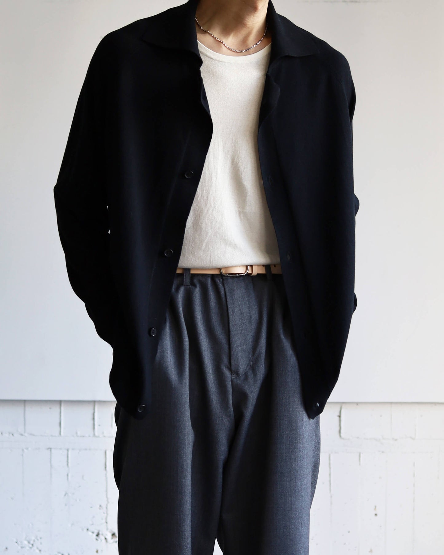 SILK x CASHMERE CARDIGAN "BLACK"