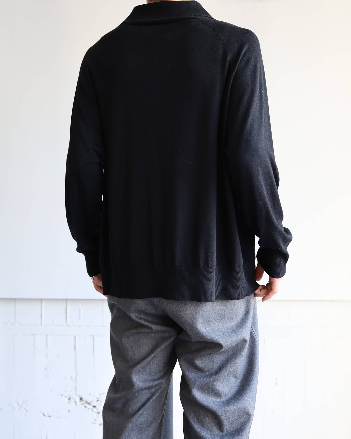 SILK x CASHMERE CARDIGAN "BLACK"
