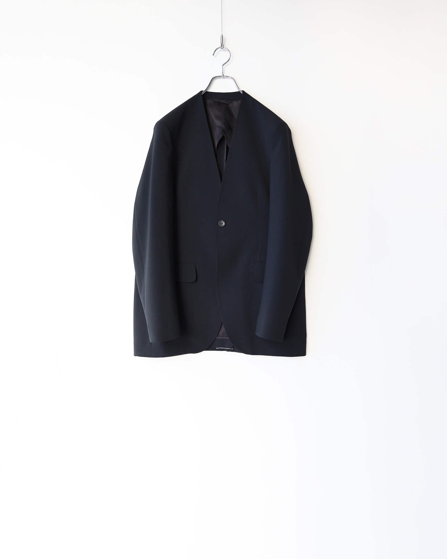 DOUBLE CLOTH NO COLLAR JACKET "BLACK"