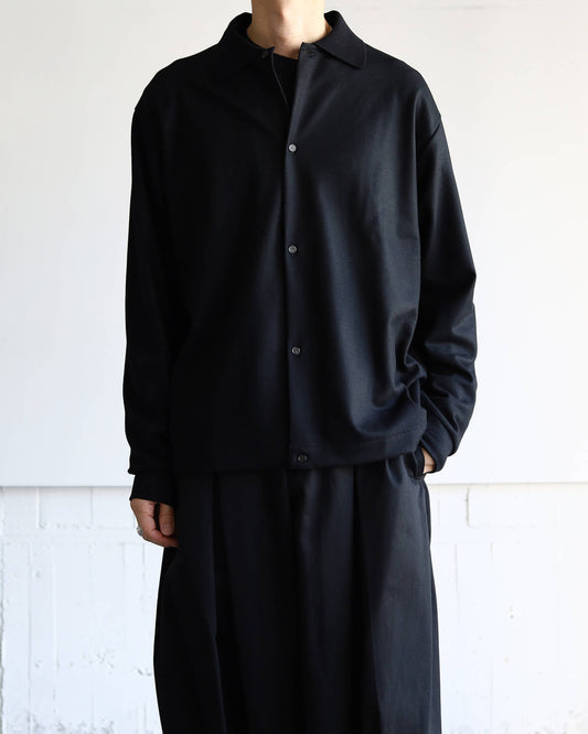 SHIRT CARDIGAN SUPER 140s WOOL KNIT "BLACK"