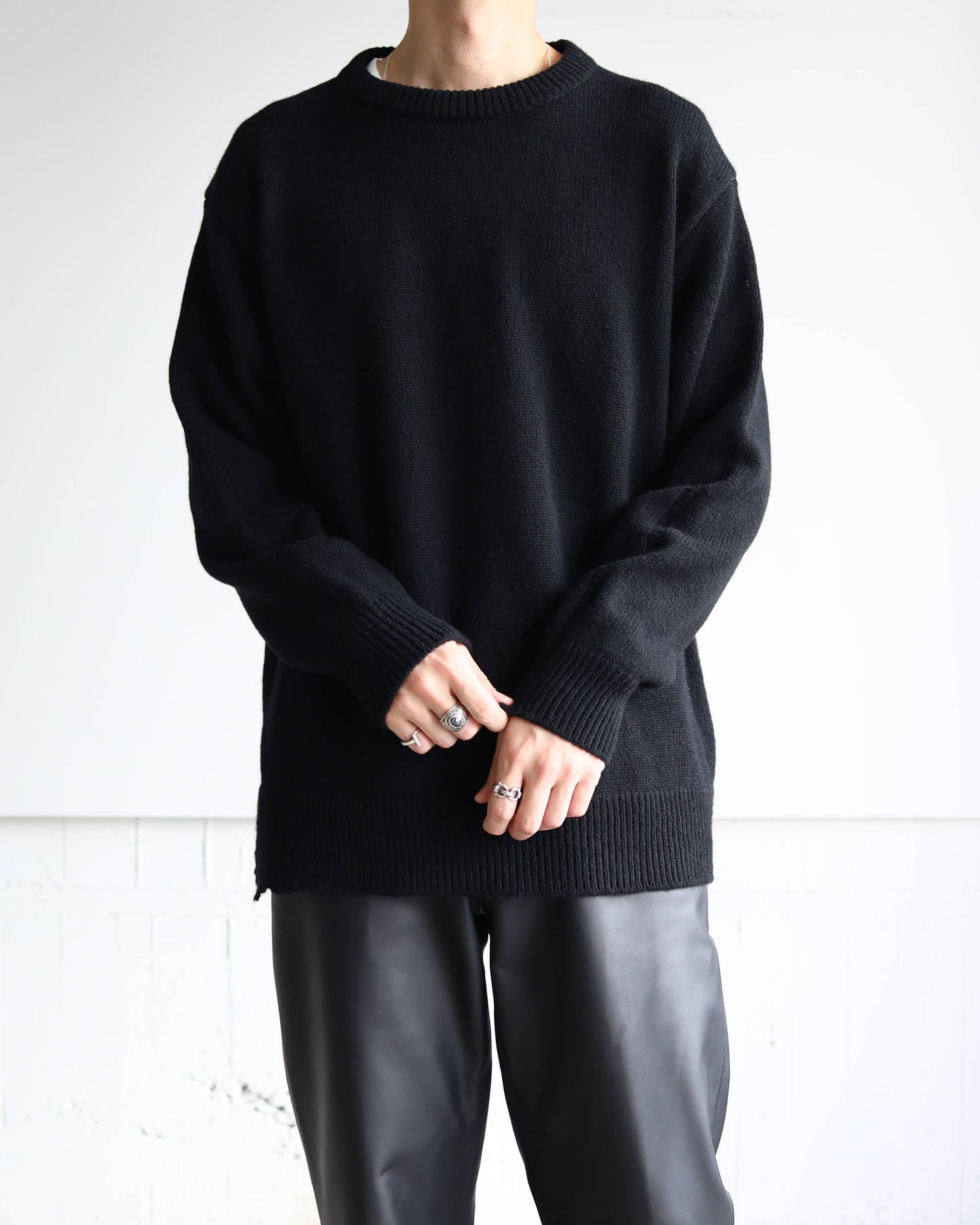 CHUNKY WOOL CASHMERE / CHUNKY CREW "BLACK"