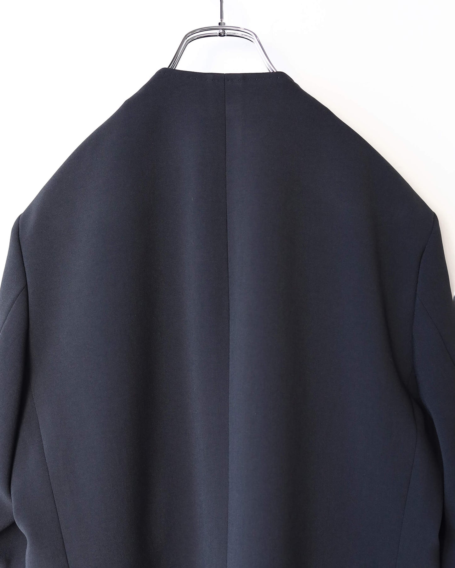 DOUBLE CLOTH NO COLLAR JACKET "BLACK"