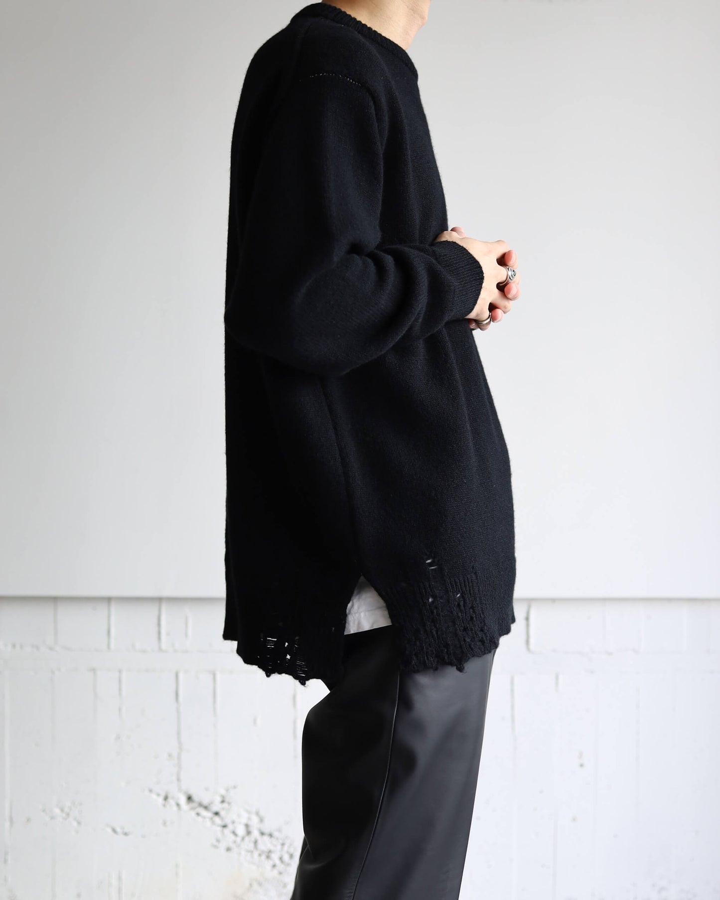 CHUNKY WOOL CASHMERE / CHUNKY CREW "BLACK"