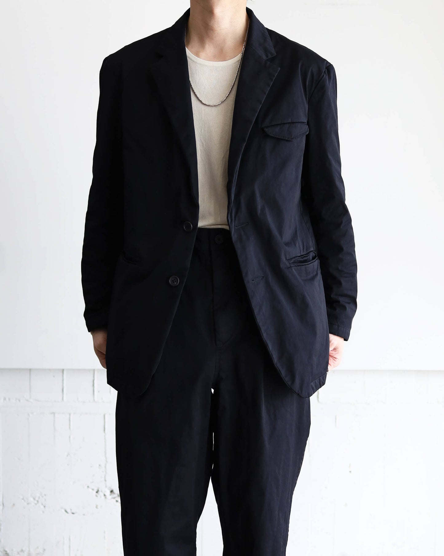 GARMENT DYE NYLON TWILL / 2B JACKET "BLACK"