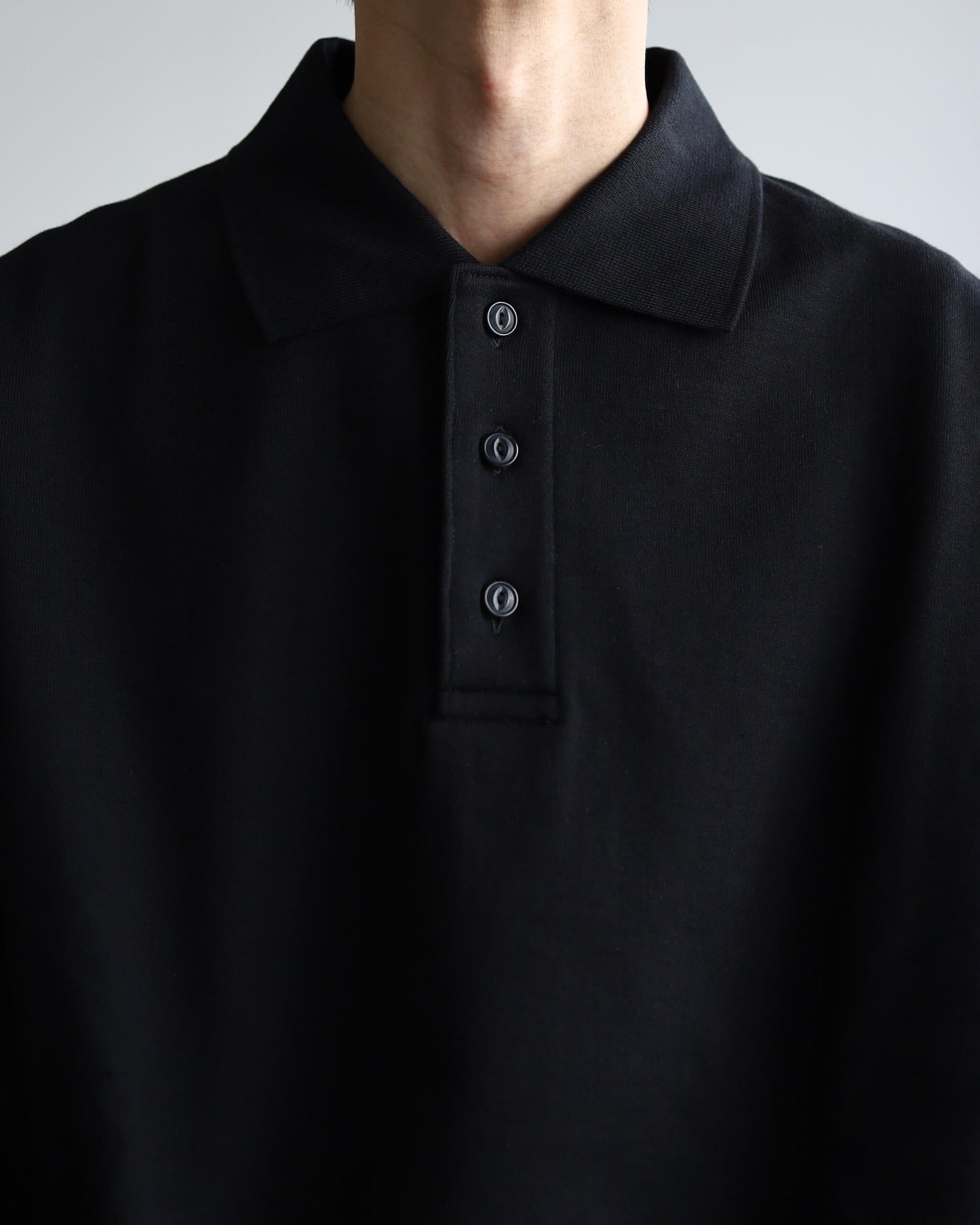 POLO COLLAR HUGE ORGANIC COTTON HEAVY FLEECE "BLACK"