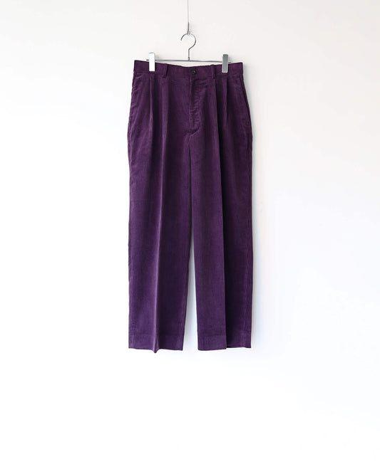 CLASSIC FIT DOUBLE PLEATED TROUSERS ORGANIC COTTON 6-WALE CORDUROY "PURPLE"