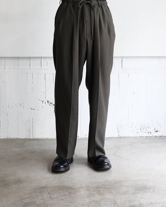 DOUBLE PLEATED EASY TROUSERS 2/80 ORGANIC WOOL VIYELLA "OLIVE"