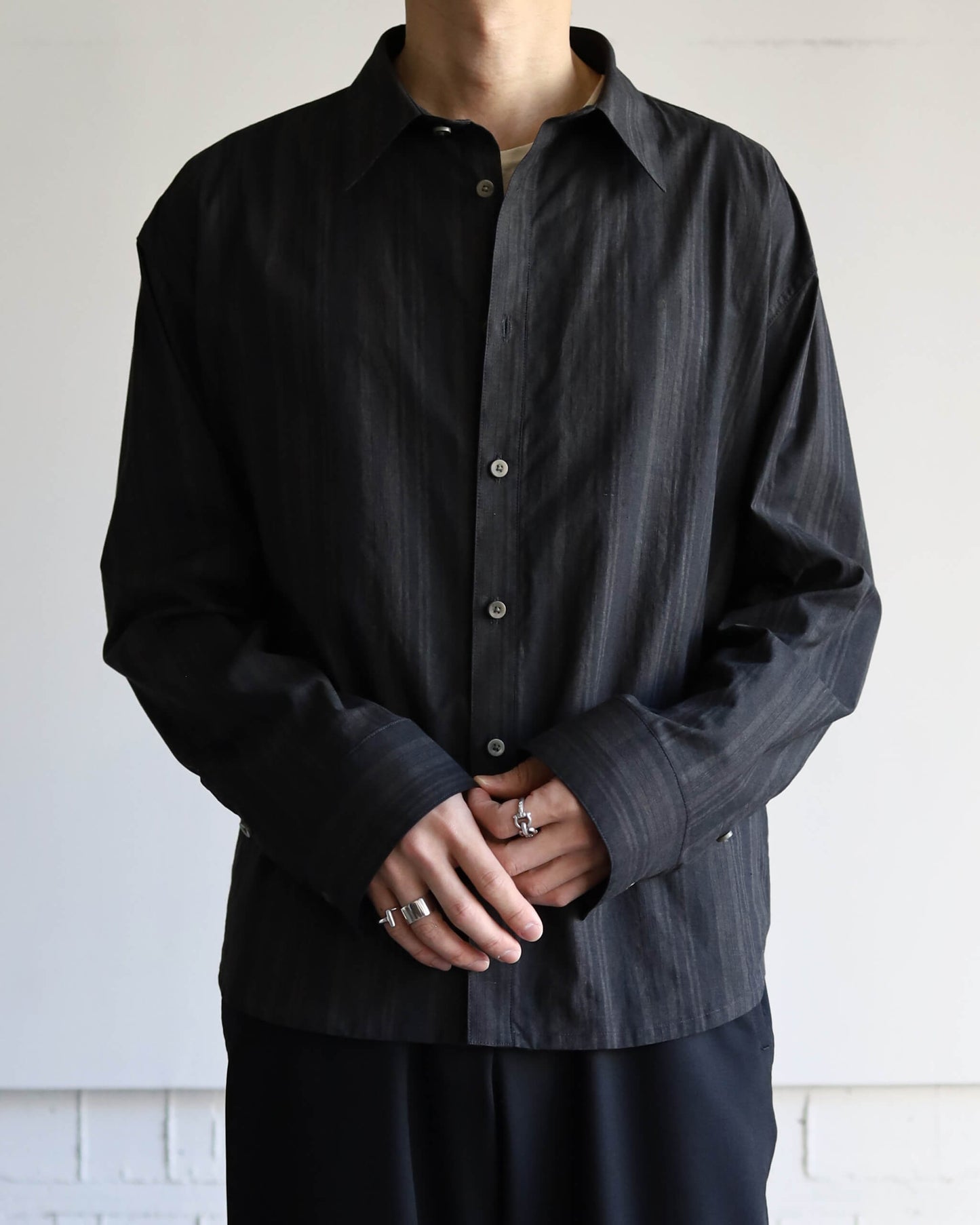 MADRAS STRIPE SHIRTS LS "BLACK STRIPE"