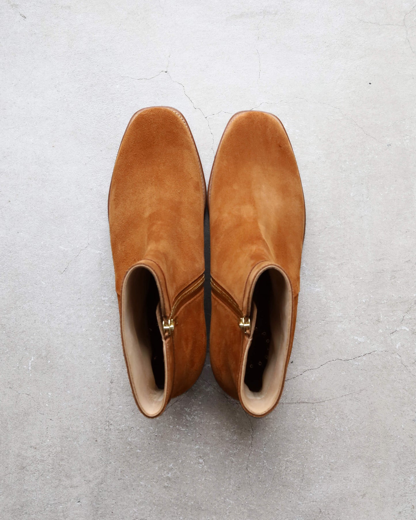 Side Zip Boots - Calf Suede "Camel"