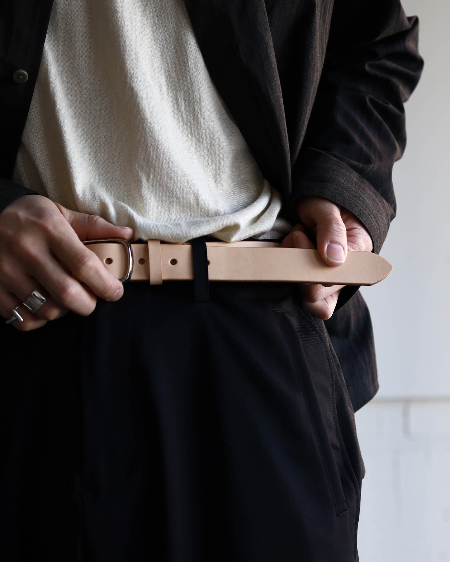 LEATHER BELT "BEIGE"