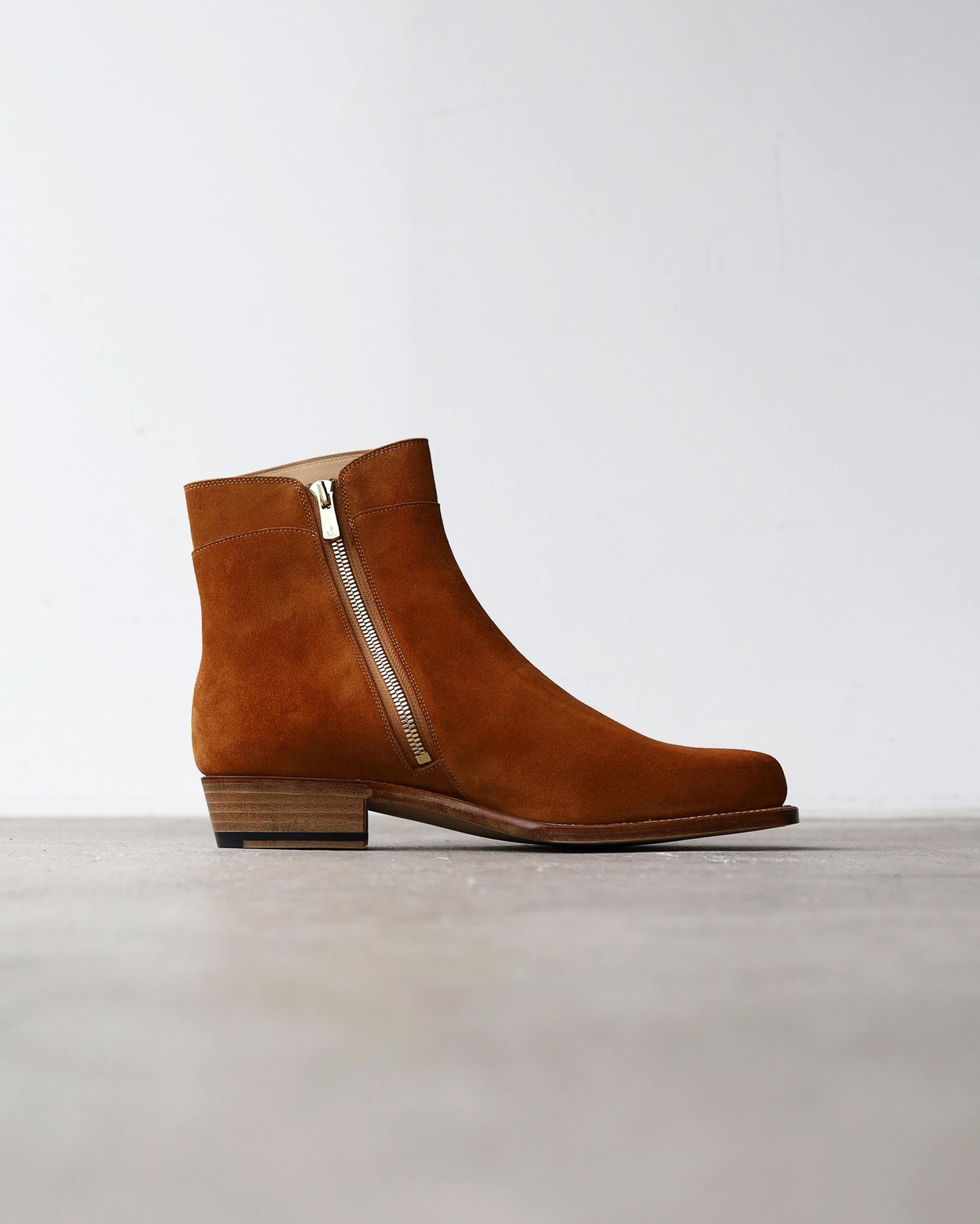 Side Zip Boots - Calf Suede "Camel"