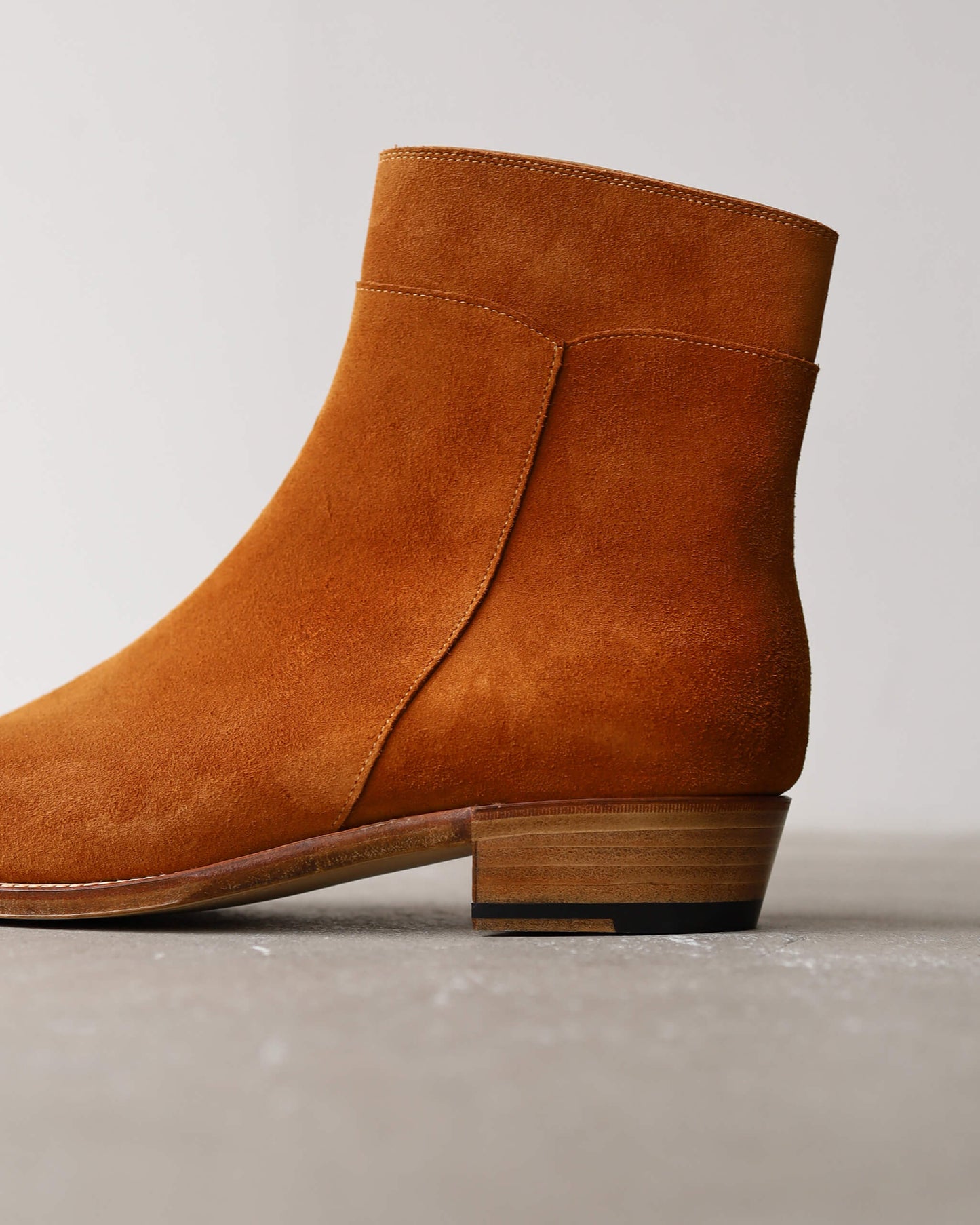 Side Zip Boots - Calf Suede "Camel"