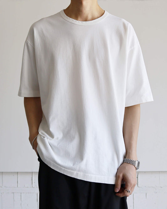 DRY COTTON JERSEY / CREW NECK T-SHIRT "WHITE"
