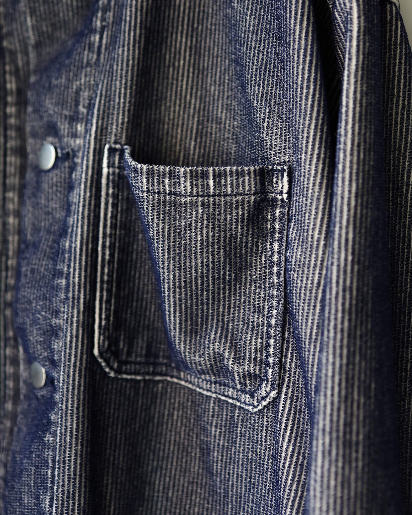 FLOCKY CORDUROY WORK JACKET "LIGHT GREY × NAVY"