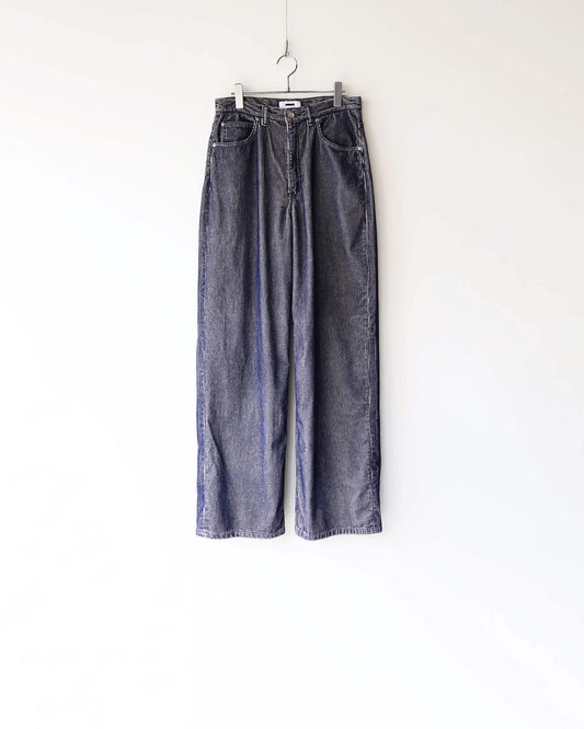 FLOCKY CORDUROY PANTS - WIDE "LIGHT GREY × NAVY"