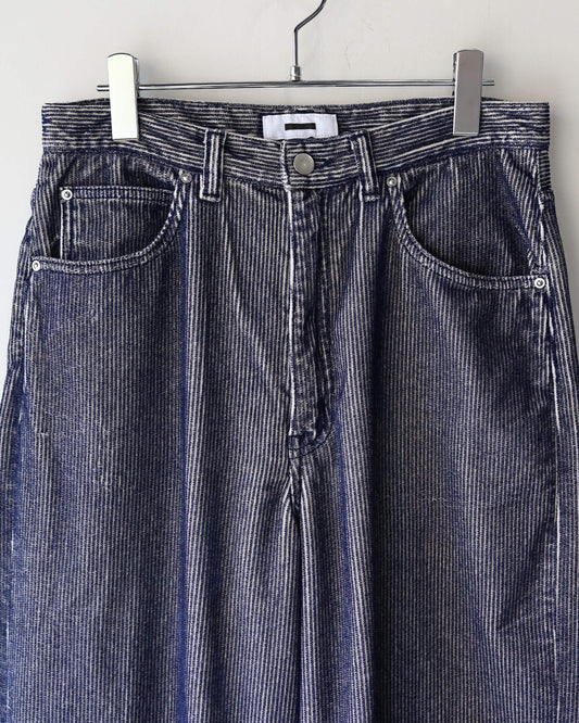 FLOCKY CORDUROY PANTS - WIDE "LIGHT GREY × NAVY"