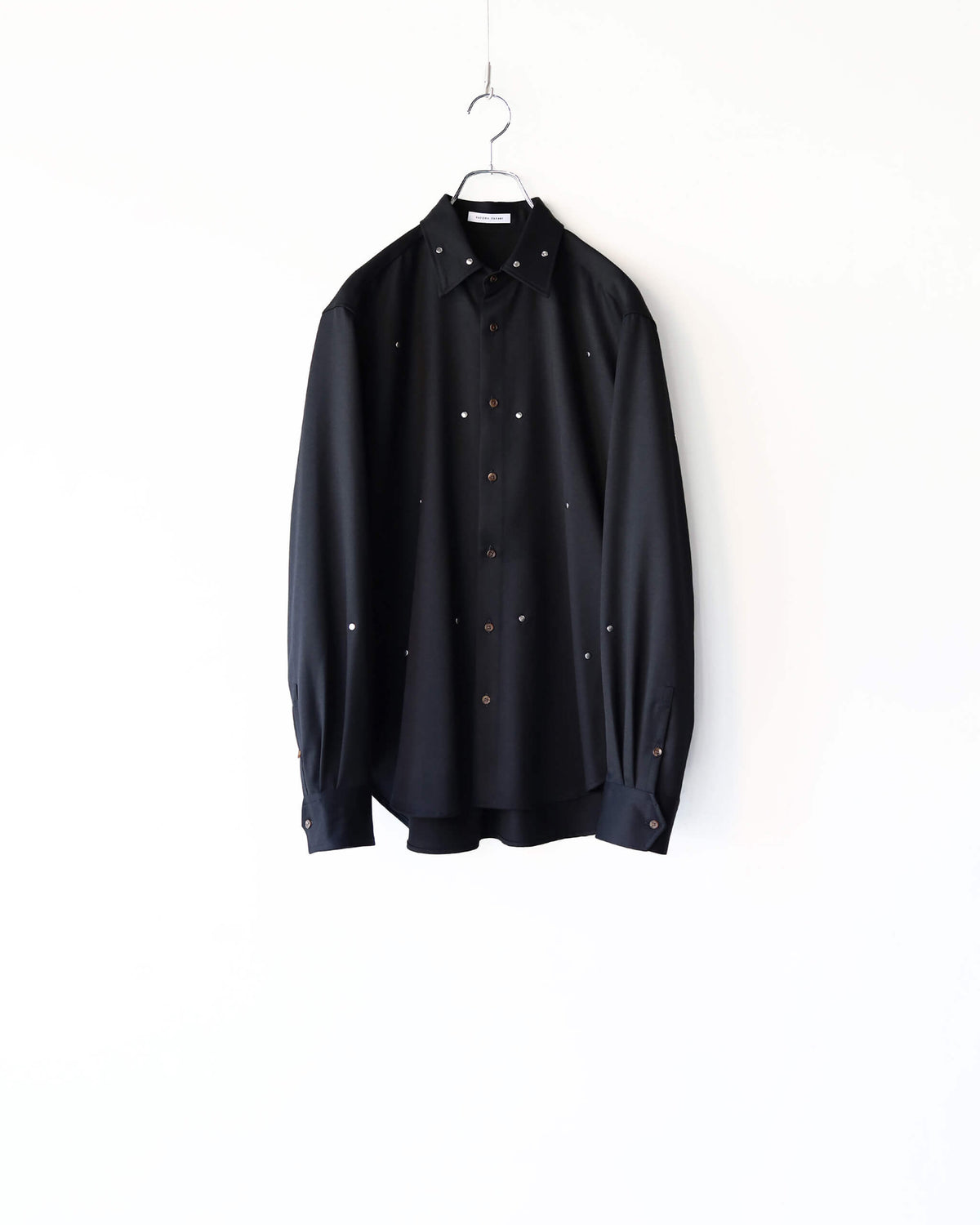 WOOL TWILL RIVET SHIRT "BLACK"