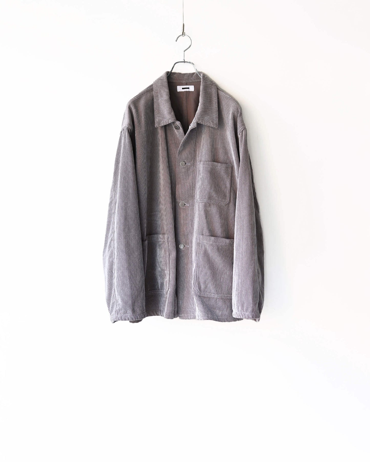 FLOCKY CORDUROY WORK JACKET "GREY × OFF WHITE"