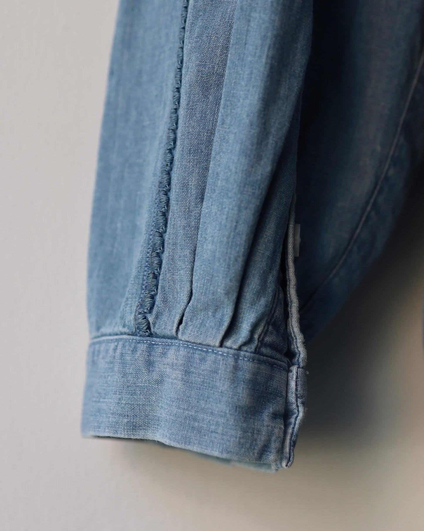 COTTON CHAMBRAY EMBROIDERY SKIPPER SHIRT "WASHED INDIGO"