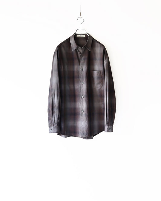COTTON CHECK / REGULAR COLLAR SHIRT "CHARCOAL"