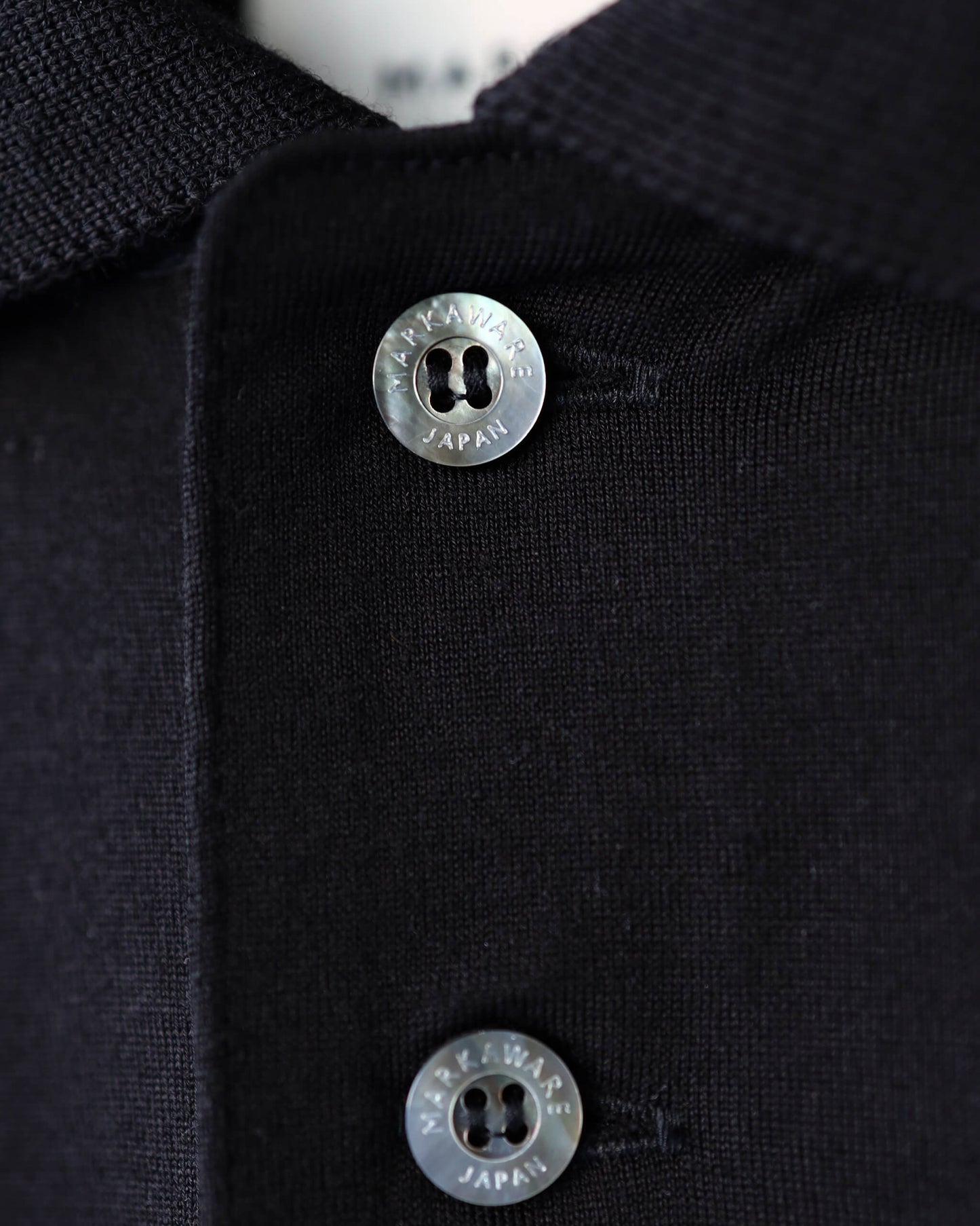LONG SLEEVE POLO SUPER 160s WOOL WASHABLE KNIT "BLACK"