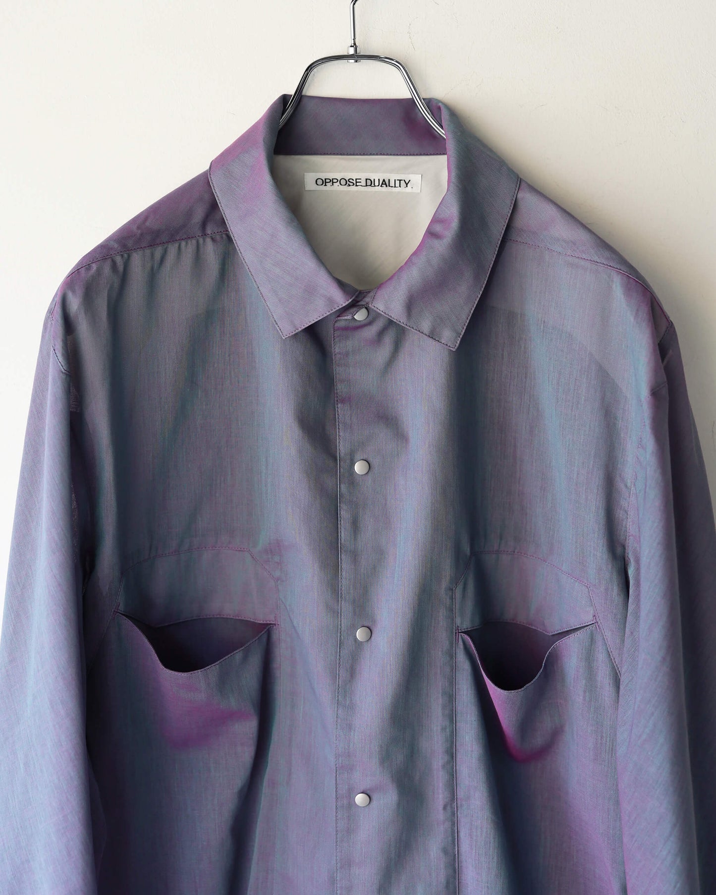 Chambray Panel Shirts "Purple Gray"