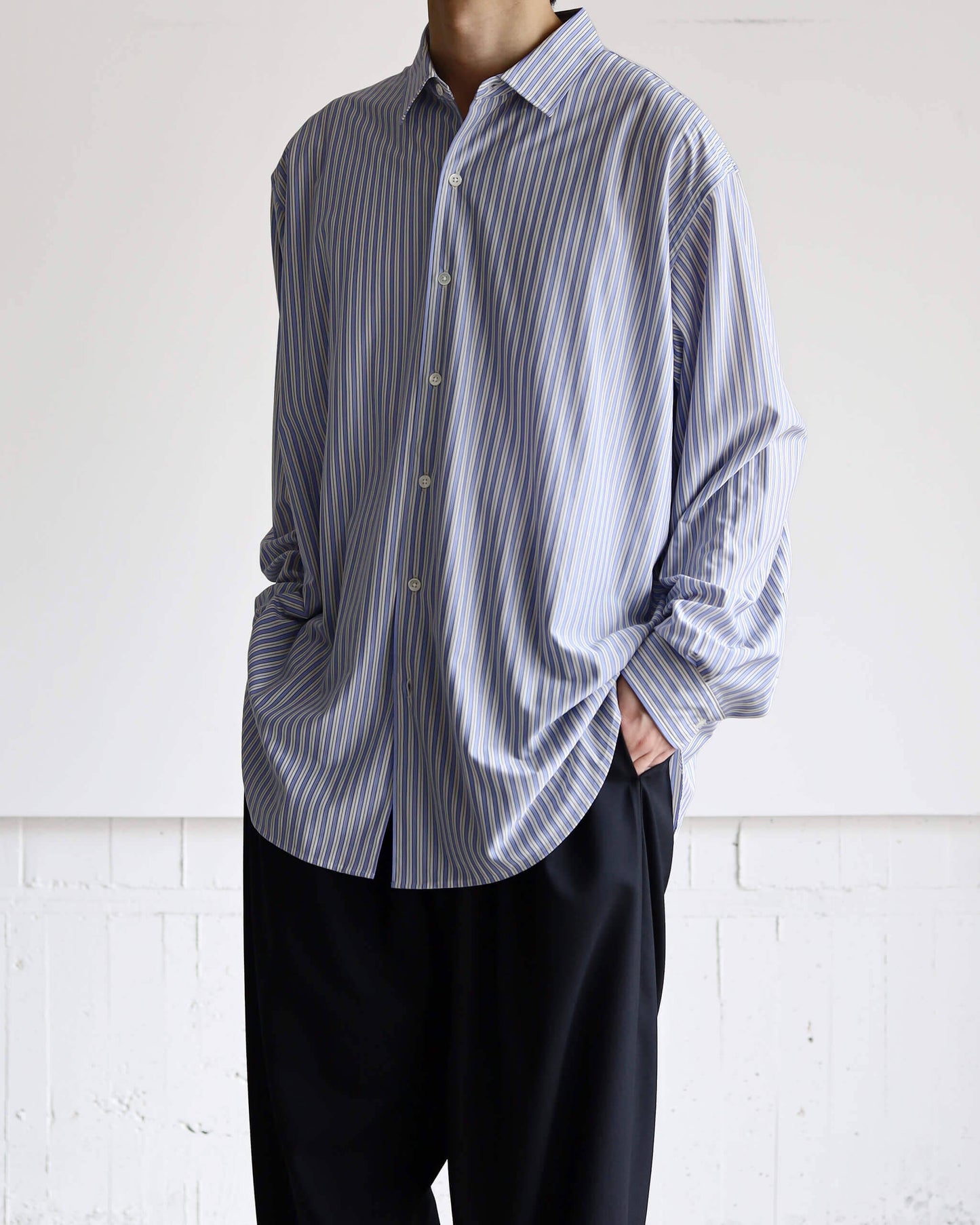 46G Stripe Atmosphere Shirt "SAX BLACK"