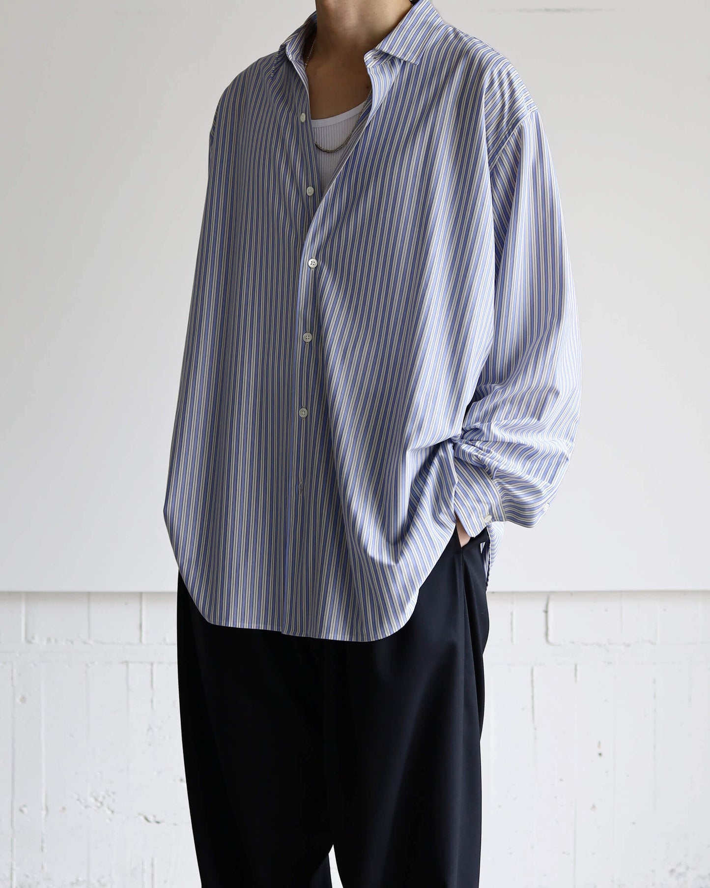 46G Stripe Atmosphere Shirt "SAX BLACK"