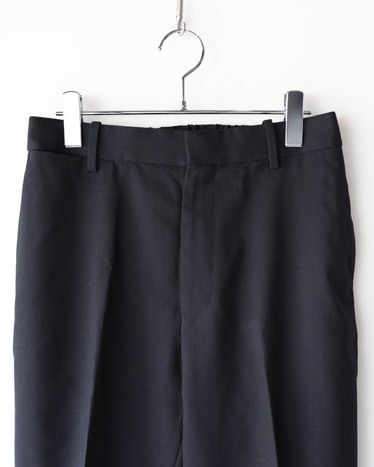 FLAT TAPERED TROUSERS ORGANIC WOOL SURVIVAL CLOTH®︎ "BLACK"
